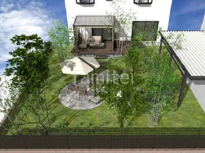 ガーデンルームとシンボルツリーで華やかなお庭のリフォーム