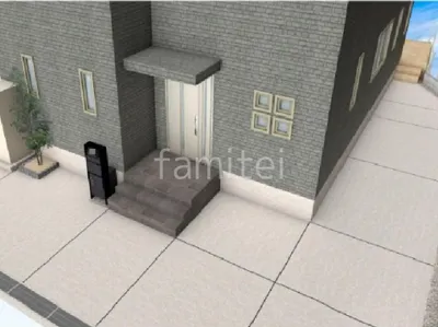 タイルデッキで機能的な新築ベーシック オープン外構