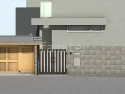 タイル壁とガレージが堅牢な新築ハイクラス クローズ外構