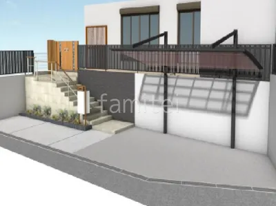 タイルアプローチのリフォームベーシック セミクローズ外構