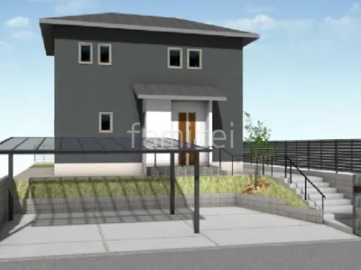 大判タイル門柱がカッコいい新築シンプル オープン外構