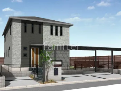 おしゃれで高級感あふれるファサードの新築シンプル オープン外構