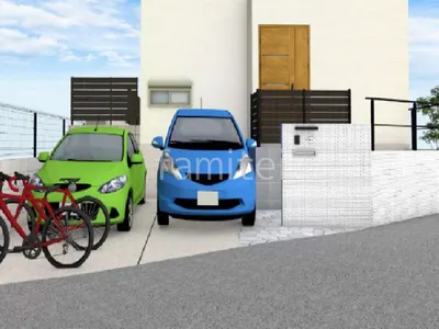 お庭のタイルデッキが広々とした新築シンプル オープン外構