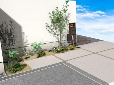 新築和モダン オープン外構