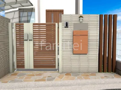 門柱 門扉 アプローチ