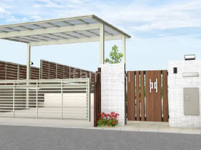 美しさを引き立てるセラヴィオSと木調門扉の新築シンプルクローズ外構