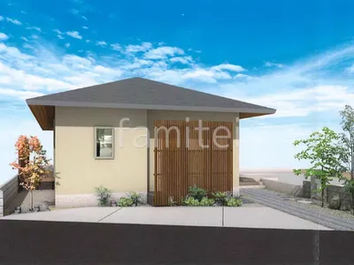 板石敷きアプローチが雅な新築和モダン オープン外構