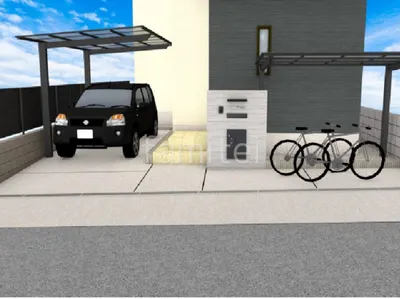 モノトーンでシンプルな新築オープン外構