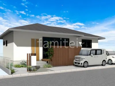 木目の目隠しフェンスがおしゃれな新築ベーシック オープン外構