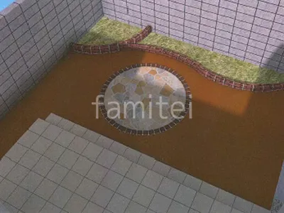 タイルデッキ 乱形石 花壇