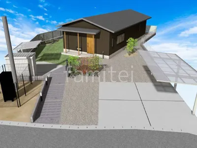 多数の植栽が美しい新築和モダン オープン外構