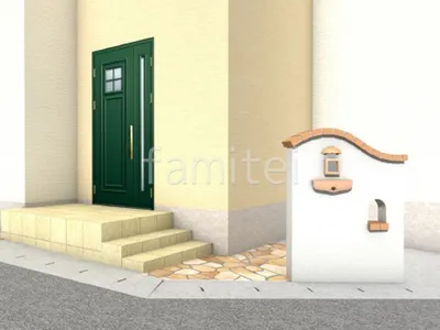 塗り壁門柱がかわいい新築ナチュラル オープン外構