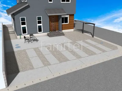 車を広々と止める事が出来る新築ベーシック オープン外構