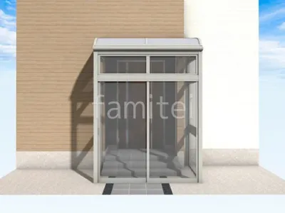 玄関前にサンルーム工事