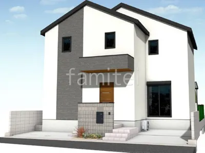 化粧ブロック門柱がオシャレで機能的な新築シンプル オープン外構