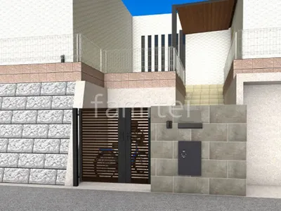 タイル門柱と玄関門扉で門まわりリフォーム