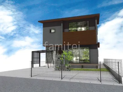 サイクルポートで自転車を守る新築シンプル オープン外構