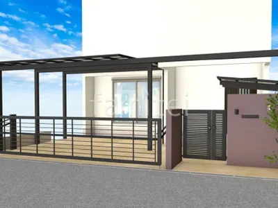 シックな色味の塗り壁門柱の新築シンプル クローズ外構