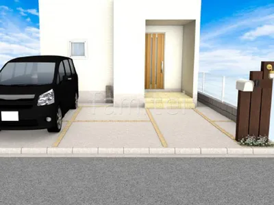 枕木の質感が優しい新築ナチュラル オープン外構