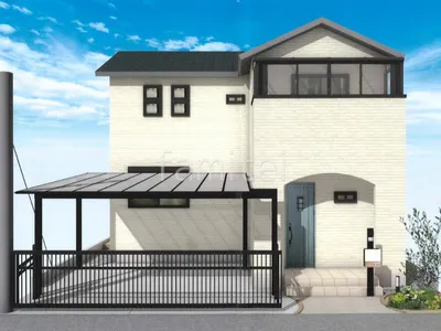 跳ね上げ門扉でしっかり守る新築ベーシック セミクローズ外構