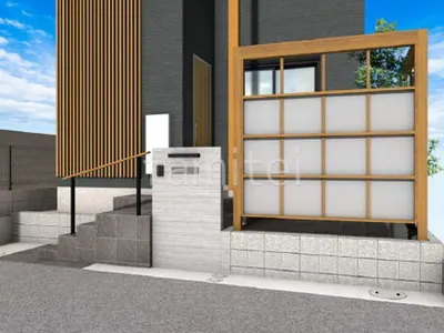 おしゃれな目隠しフェンスの新築シンプル オープン外構