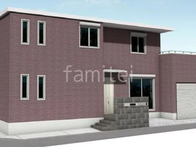 黒い門柱と白い乱形石アプローチのコントラストが美しい新築シンプル オープン外構