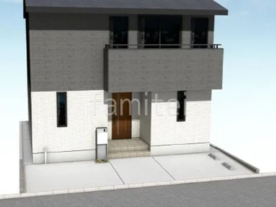 機能門柱と土間コンクリートのオーソドックスな新築ベーシック オープン外構