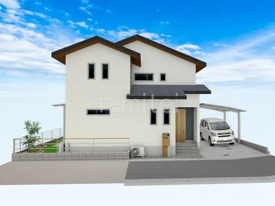 カーポートとテラス屋根で雨除けもバッチリな新築ベーシック オープン外構