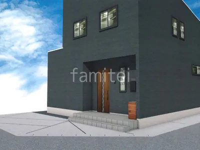 土間コンクリートでスタンダードな新築ベーシック オープン外構