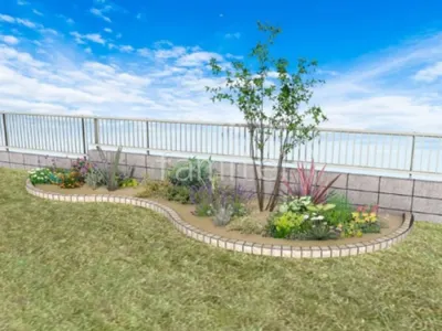 お庭 天然芝 花壇