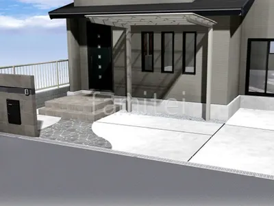 サイクルポートで自転車を守る新築シンプル オープン外構