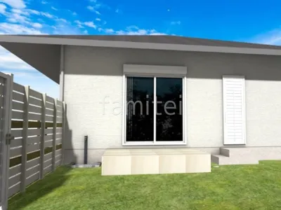 お庭 人工芝 タイルデッキ