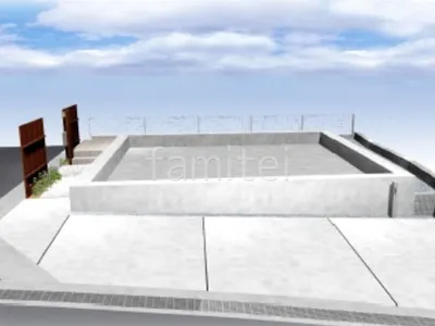 木目のスクリーンと白い乱形石がオシャレな新築シンプル オープン外構