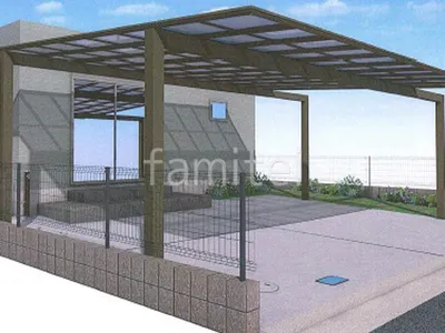 カーポートで雨除け、タイルデッキで外に出やすくした車庫まわりリフォーム