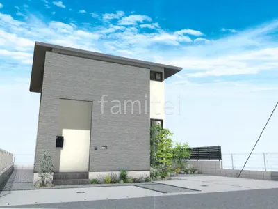 洗い出しのアプローチと植栽スペースがオシャレな新築和モダン オープン外構