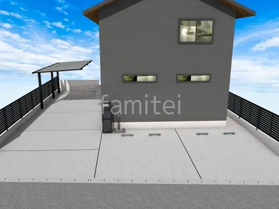 カーポート付きでスタンダードな新築ベーシック オープン外構