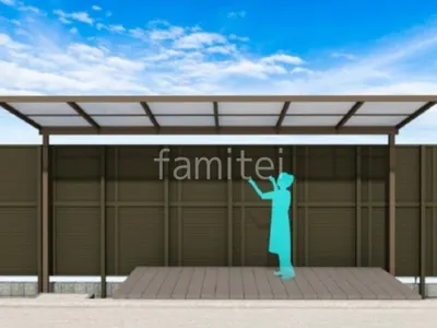 防犯性も確保したウッドデッキとテラス屋根の外構リフォーム