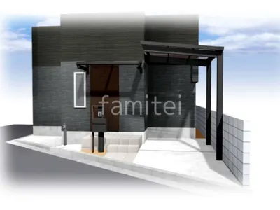 テラス屋根とサイクルポートで雨を防ぐ新築ベーシック オープン外構