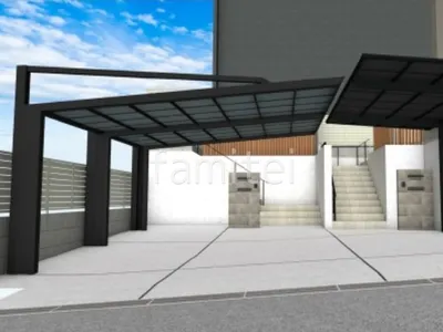 目隠しフェンスと2つのカーポートで新築ハイクラス セミクローズ外構