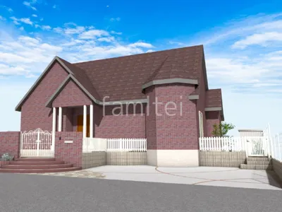 レンガと乱形石で洋風な新築ナチュラル セミクローズ外構