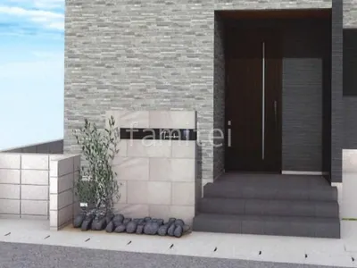 タイル門柱　ロックガーデン