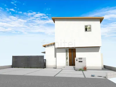 人工芝とウッドデッキで新築ベーシック オープン外構