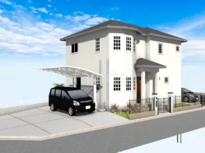 鋳物フェンスがオシャレな新築ナチュラル セミクローズ外構