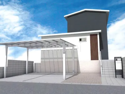 タイルアプローチでモダンな新築シンプル オープン外構