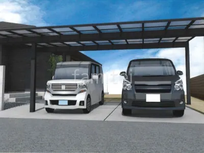 カーポートと土間コンクリートで新築ベーシック オープン外構