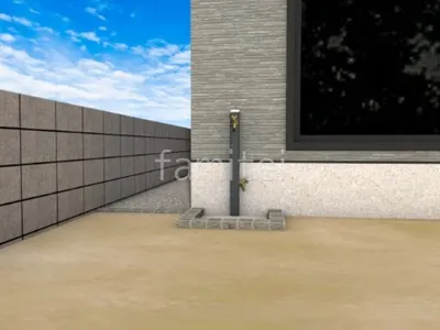 立水栓　ピンコロ石囲い