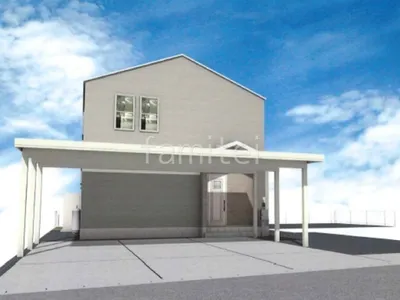 大きなカーポートが存在感のある新築ベーシック オープン外構