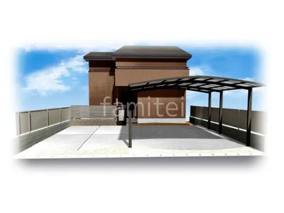 駐車場の乱形石が美しい車庫まわりリフォーム