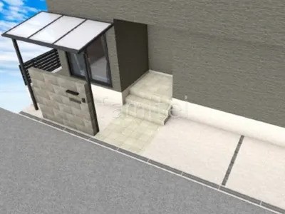 アプローチ　タイル貼り