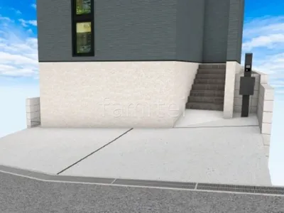 土間コンクリートと機能門柱でオーソドックスな新築ベーシック オープン外構